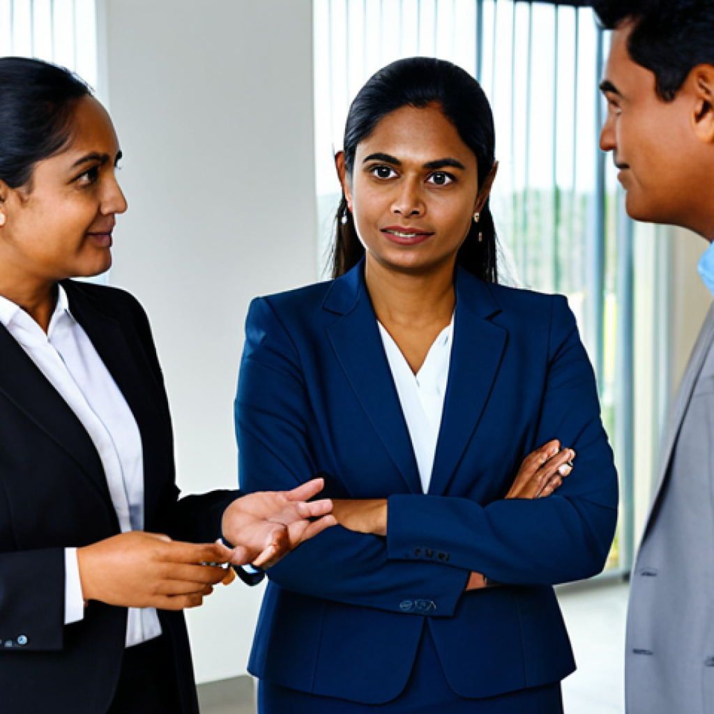 동티모르의 여성 권리 - **Prompt:** A professional East Timorese businesswoman in a modest business suit, meeting with colle...