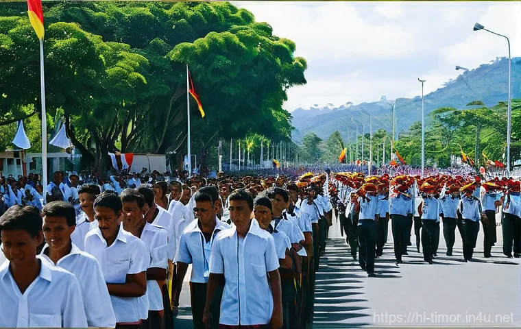 동티모르의 독립 선언문 - **Prompt 2: Resilience and Resistance in East Timor (During Indonesian Occupation)**
    "A powerful...