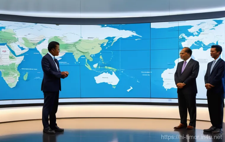 동티모르 IT 산업 발전 가능성 - **"A visually dynamic scene showcasing East Timor's strengthening digital infrastructure and flouris...