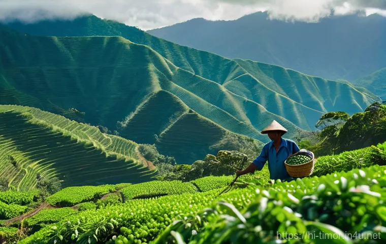 동티모르 농업 주요 품목 - **Prompt 1: East Timorese Coffee Harvest on Mountain Slopes**
    "A vibrant, high-definition photog...