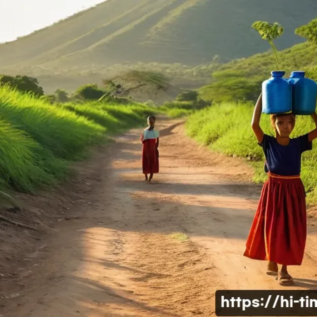 동티모르 물 부족 문제 - **Prompt 1: The Daily Journey for Water in Rural East Timor**
A realistic photograph captured in...